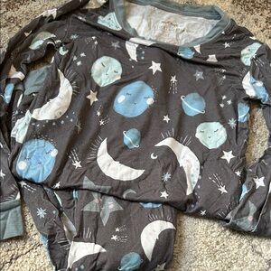 Little Sleepies Gray and Blue Space Pajama Set